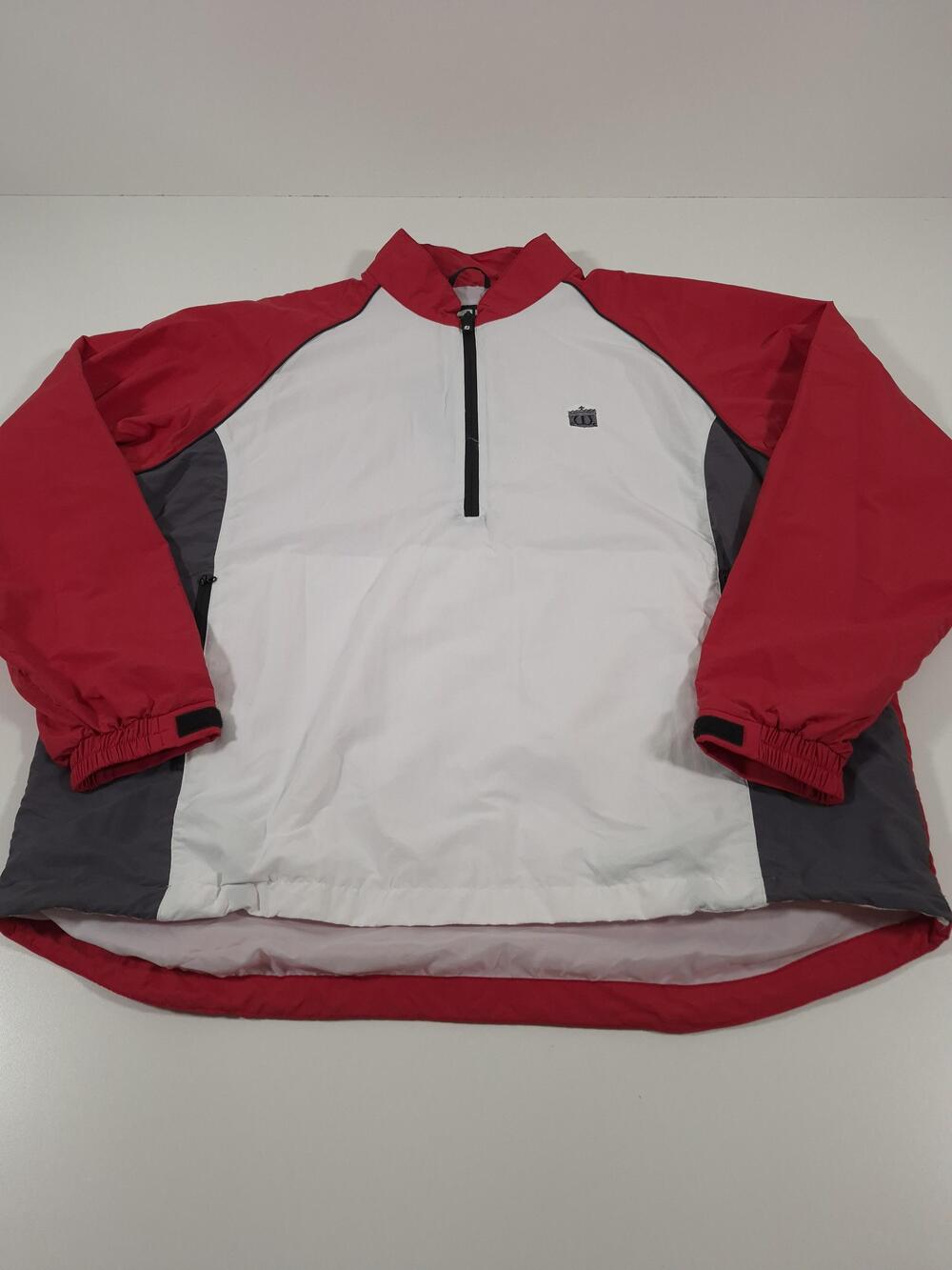 FootJoy Sport Windshirt Pullover Jacket Mens XL Red 1/2 Zip Golf Colorblock